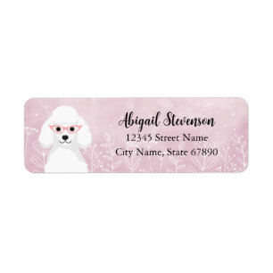 White Poodle Wearing Pink Glasses Labels