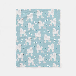 White Poodles and Bows Pattern Fleece Blanket