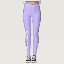 White Poodles Lilac Women's Leggings