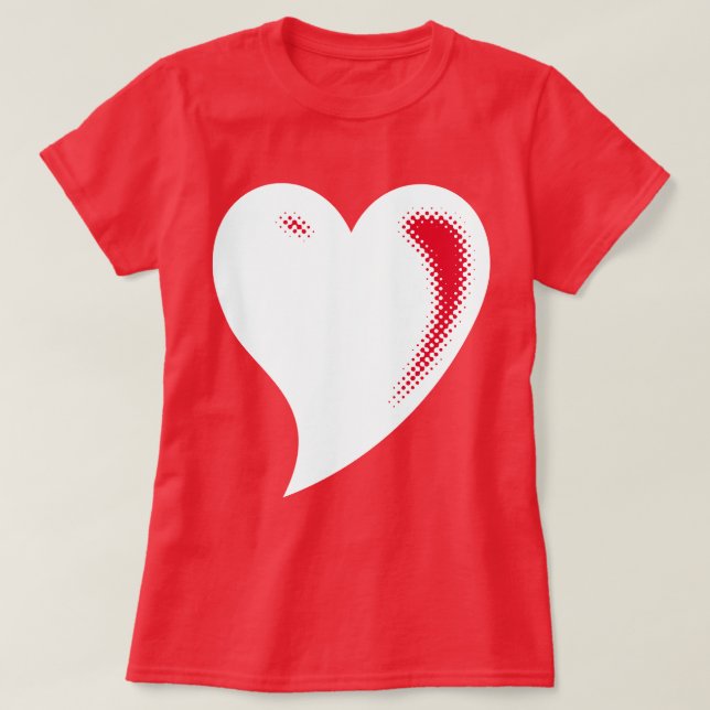 White Pop Art Heart T-Shirt (Design Front)