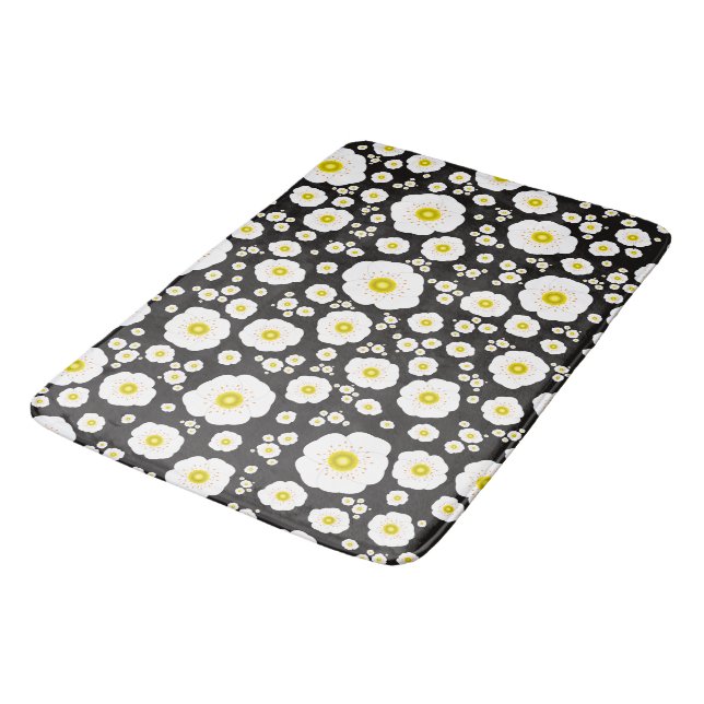 White Poppies Bath Mat (3 sizes) (Angled)
