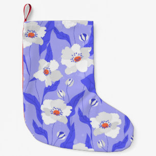 White Poppies: Hand-Drawn Purple Seamless Small Christmas Stocking