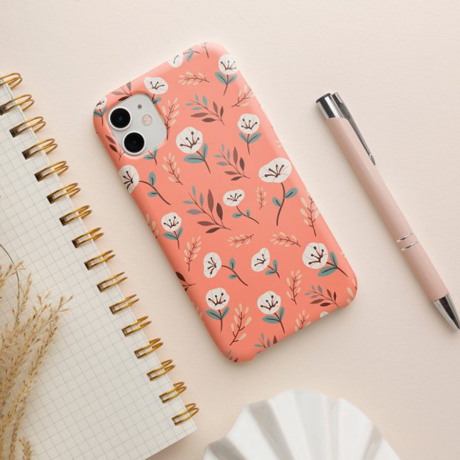 White Poppies on Bold Red Case (Creator Uploaded)