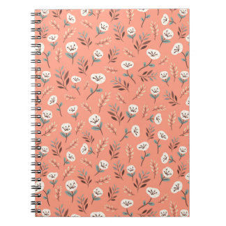 White Poppies on Vibrant Red Cover Notebook