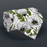 White poppies on white tie<br><div class="desc">Hand-drawn white poppies, seamless vector pattern</div>