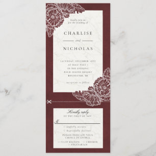 White poppies red floral wedding invitation rsvp