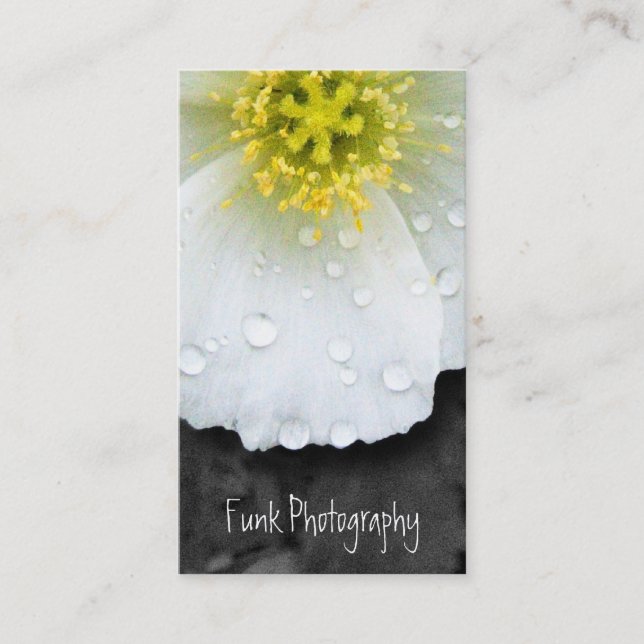 White Poppy After the Rain Business Card (Front)