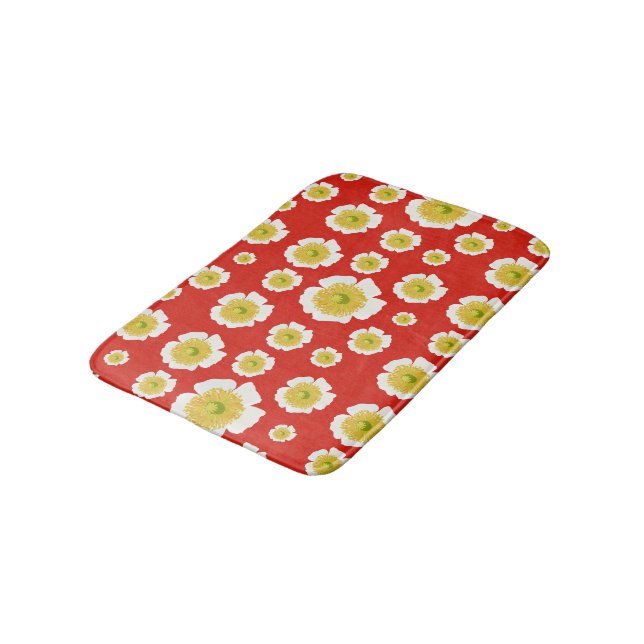 White Poppy bath mat (Angled)