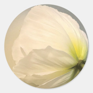 White Poppy Classic Round Sticker