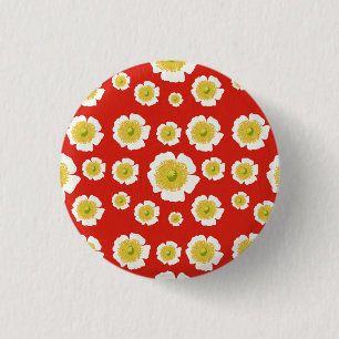 White Poppy Design on Button