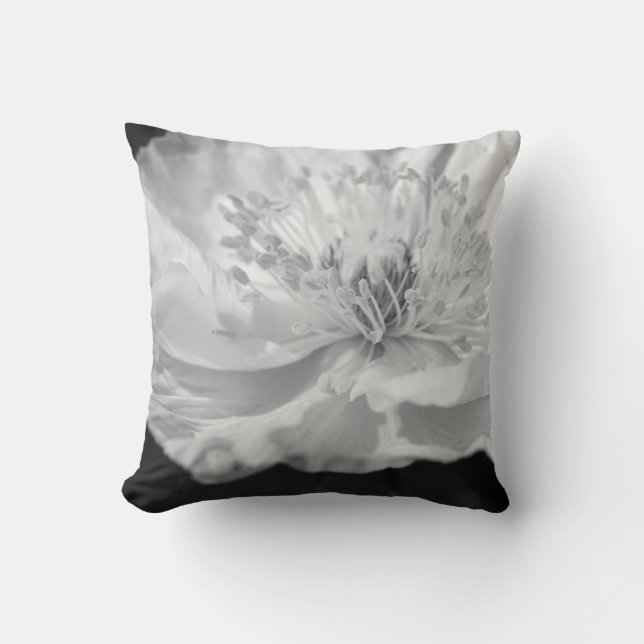White Poppy Photograph Cushion (Front)