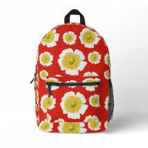 White Poppy Print Cut Sew Backpack