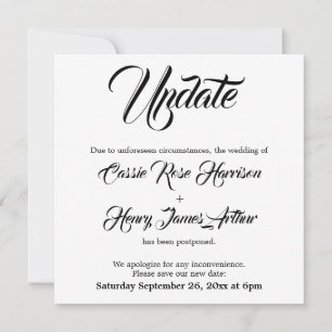 White Postponed Wedding Update Announcement