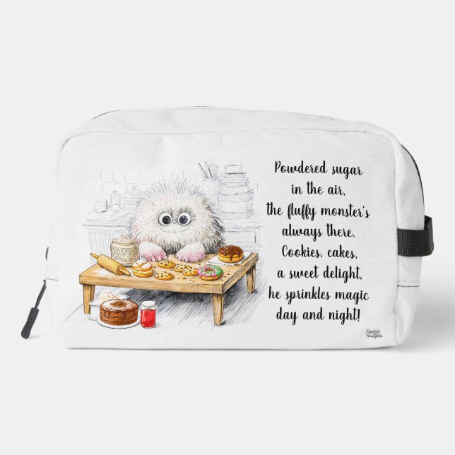 White Powdered Sugar Monster Poem Art Dopp Kit (Back)