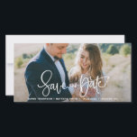 White Pretty Hand Lettering Save the Date Photo<br><div class="desc">An elegant and modern save the date photo card featuring modern calligraphy. Personalise this save the date photo card by adding your own photo and details. Similar items are available in my shop.</div>
