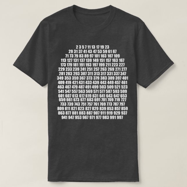 White prime numbers T-Shirt (Design Front)