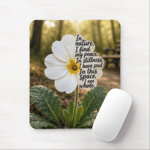 White Primrose with Inspirational Quote  Mouse Pad