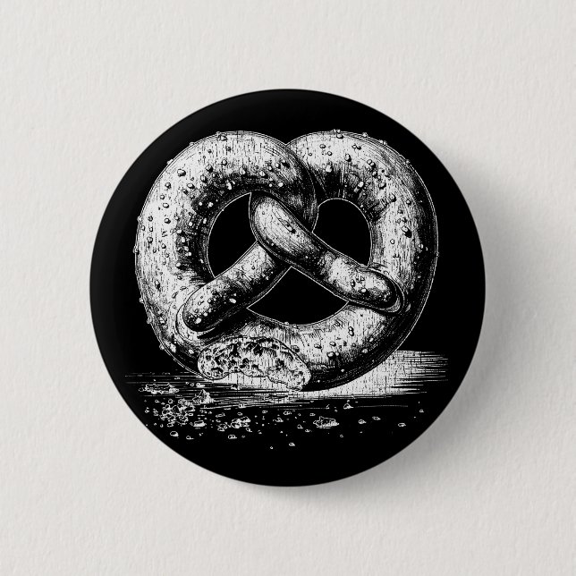 White Print Plain Sketchy Pretzel  6 Cm Round Badge (Front)