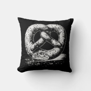 White Print Plain Sketchy Pretzel Cushion