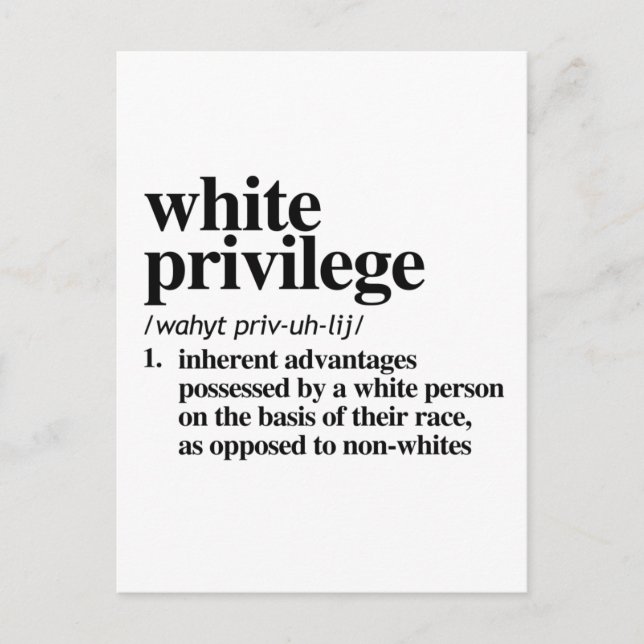 White Privilege Definition Postcard (Front)