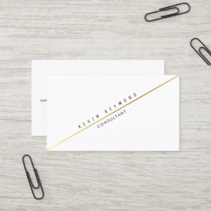 White pro business card with diagonal gold line