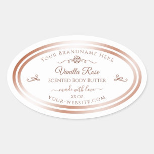 White Product Label Rose Gold Frame Vintage Flower