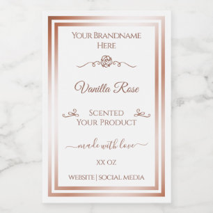 White Product Label Rose Gold Frame Vintage Flower