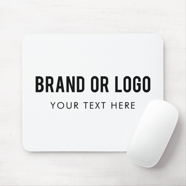 White Professional Company Business Logo & Text Mouse Pad (With Mouse)