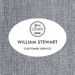 White Professional Logo Oval Employee Staff Name Tag