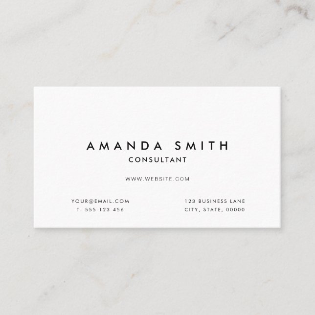 White Professional Modern Minimal Business Card (Front)