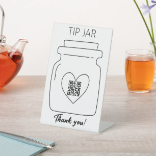 White, professional QR code digital tip jar Pedestal Sign