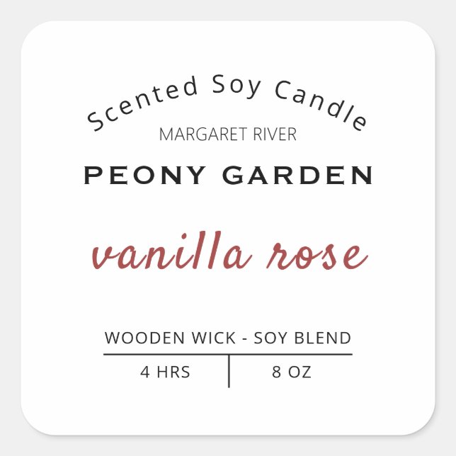 White Professional Soy Candle Labels (Front)
