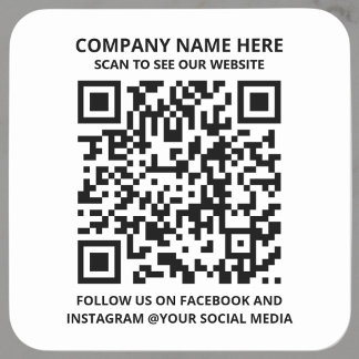 White Promotional QR Code Modern Business Sticker