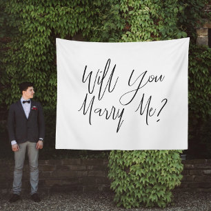 White Proposal Backdrop Will You Marry Me Tapestry