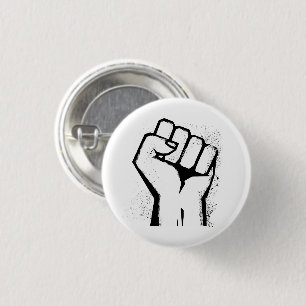 White Protest Fist 3 Cm Round Badge
