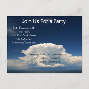 White Puffy Cloud           Invitation Postcard