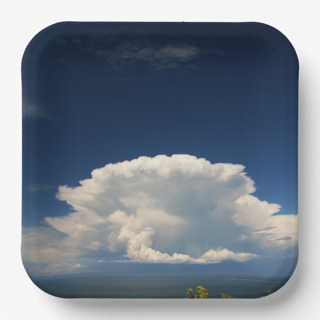 White Puffy Cloud             Paper Plate (Front)