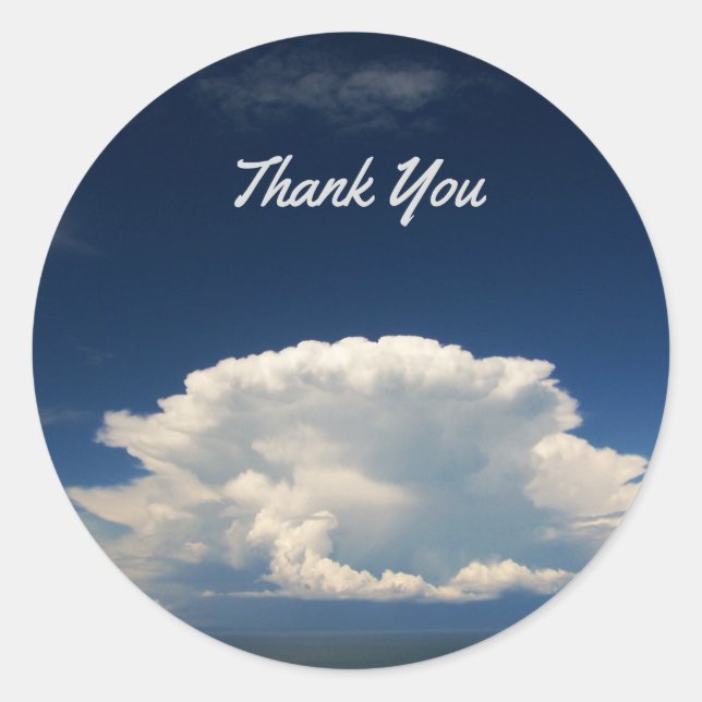 White Puffy Cloud Photo Classic Round Sticker (Front)