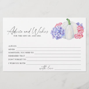 White pumpkin - advice and wishes bridal shower stationery
