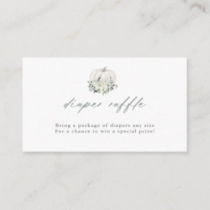 White Pumpkin and Flowers Diaper Raffle Enclosure Card