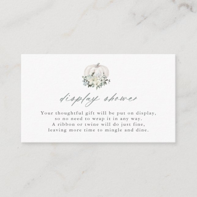 White Pumpkin and Flowers Display Shower Enclosure Card (Front)