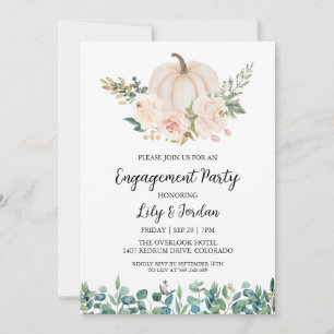 White Pumpkin and Greenery Fall Engagement Party Invitation