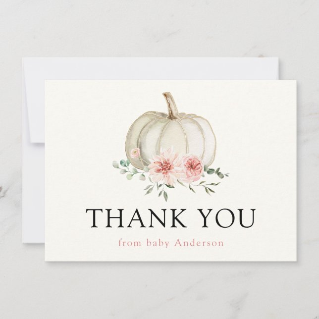 White Pumpkin and Pink Florals Thank You (Front)