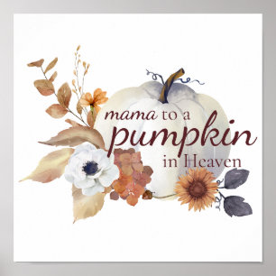 White Pumpkin Angel Baby Memorial Print