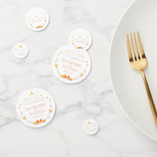 White Pumpkin Autumn Twins Baby Shower Confetti (Group)