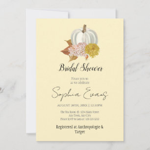 White Pumpkin Autumn Yellow Bridal Shower Invitation