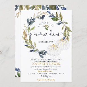 White Pumpkin Baby Shower by Mail Invitation