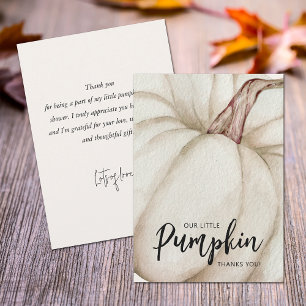 White Pumpkin Baby Shower Flat Thank You Card