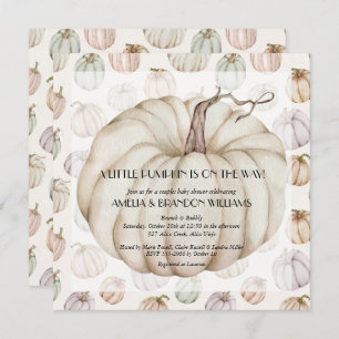 White Pumpkin Baby Shower Invitation