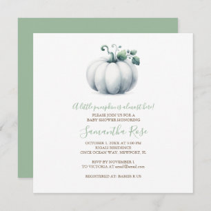 White Pumpkin Baby Shower Invite - Square